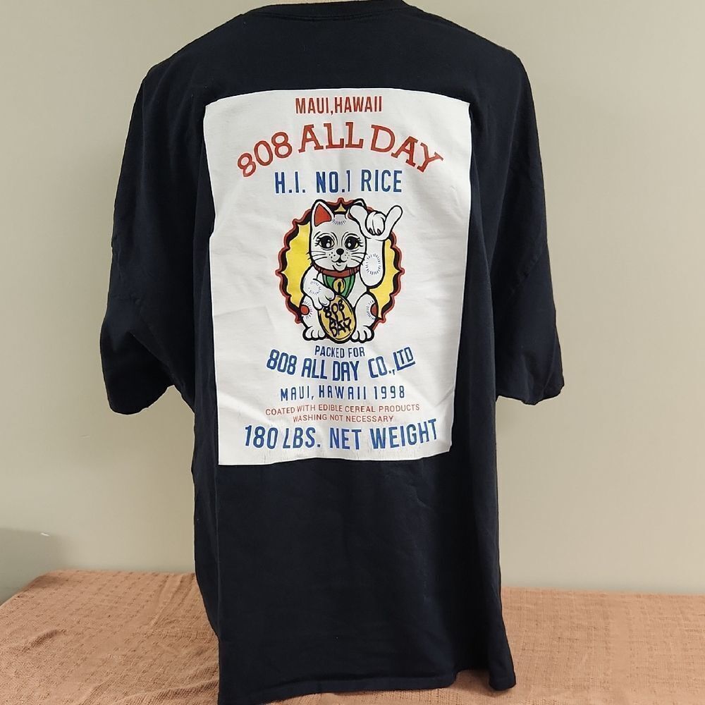 Lucky CaT Rice Bag 808 All Day Maui Hawaii T-shirt 5XL